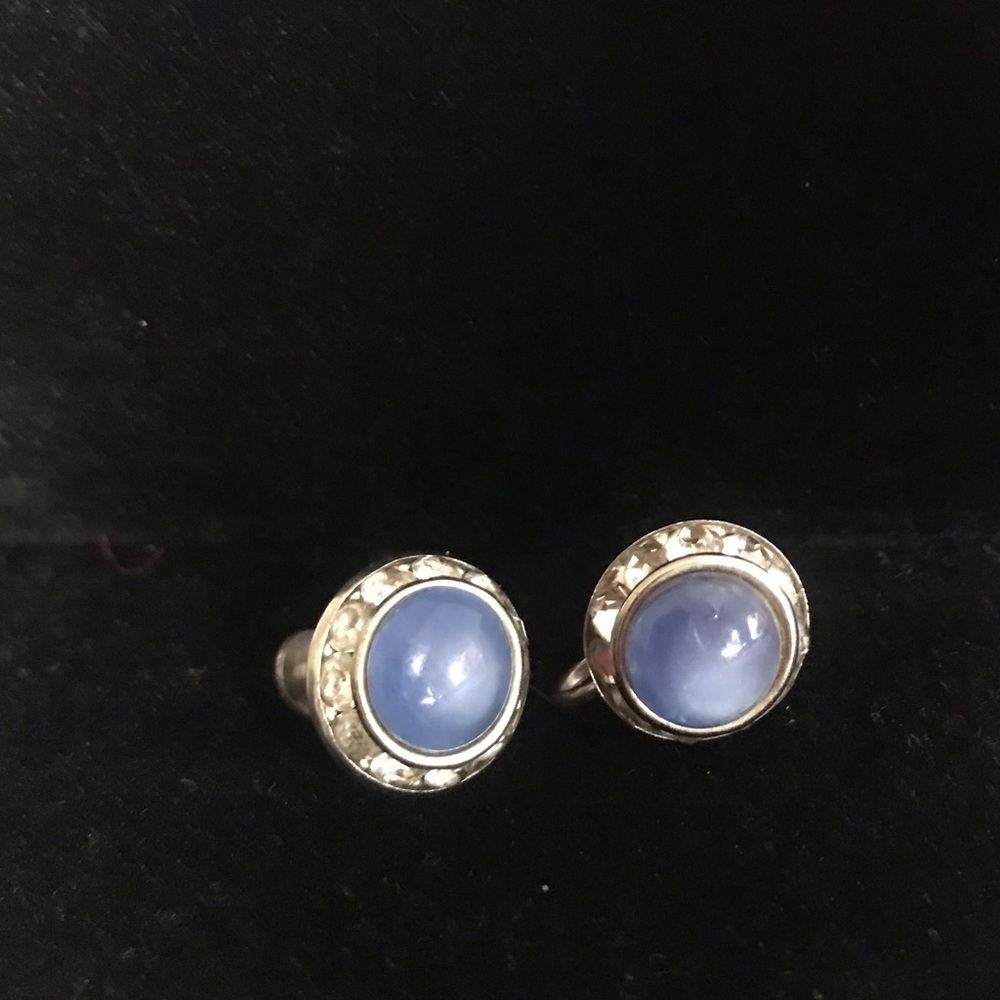 Elegant Blue and Silver Stud Earrings